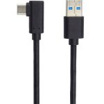 PREMIUMCORD Kábel USB 3.0 USB-A - USB-C, 90° fokos, 5 Gbit/s, M/M, 2m, fekete