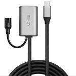 LINDY Kábel USB 3.2 Gen1 C - C hosszabbító, Opcionális tápellátással M/F, 5m, fekete