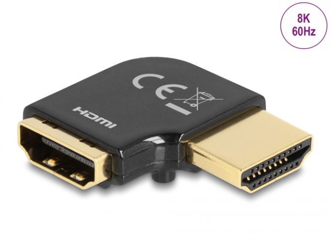 Delock HDMI adapter apa - anya 90 fok balra hajlítva 8K 60 Hz fém