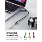 UGREEN Kábel USB 2.0 USB-A - Audio 3,5mm Jack M/F, 0,25m, fekete