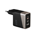 ATEN Essentials hálózati töltő, 3 port, 65W, 2x USB-C, 1x USB-A, GaN, fekete