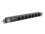 Lanberg 9 foglalatú elosztó (PDU) PRO 19" 1U 16A 2M 7X SPD-3MP fekete