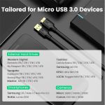 UGREEN Kábel USB 3.0 USB-A - Micro B USB 3.0, 5 Gbps, M/M, 1m, fekete