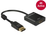Delock Adapter Displayport 1.2-dugós csatlakozó > HDMI-csatlakozóhüvely 4K aktív, 20cm, fekete