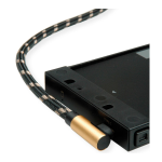 ROLINE kábel USB-C (90°) - USB-A 2.0, 0,8m, arany-fekete