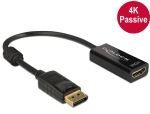 Delock Adapter Displayport 1.2-dugós csatlakozó > HDMI-csatlakozóhüvely 4K passzív, 20cm, fekete