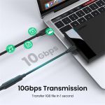 UGREEN Kábel USB 3.1 Gen 2, USB-C - USB-C, hosszabbító, 100W, 10 Gbps, M/F, 1m, fekete