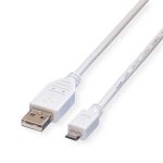 VALUE Kábel USB 2.0, A - Micro B, M/M, fehér, 0,8m