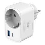 ANSMANN Hálózati elosztó, Konnektor bővítő, 1x Schuko, 1x USB-A, 1x USB-C, 20W, fehér