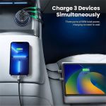 UGREEN Szivargyújtós autós gyorstöltő, 3 port, 2x USB-C, 1x USB-A, 75W, szürke