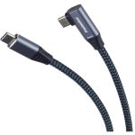 PREMIUMCORD Kábel USB 3.2 Gen 2, 90° fokos, 20Gbit/s, 5A, 100W, C - C, Video Support, M/M, 3m, szürke
