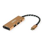 ROLINE Dokkoló állomás USB 3.2 Gen 1 HDMI 4K@30Hz, 2x USB-A, 1x USB-C, Power Delivery, arany