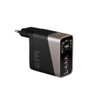 ATEN Essentials hálózati töltő, 4 port, Okos kijelző, 165W, 3x USB-C, 1x USB-A, GaN, fekete