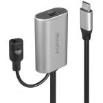 LINDY Kábel USB 3.2 Gen1 C - C hosszabbító, Opcionális tápellátással M/F, 5m, fekete