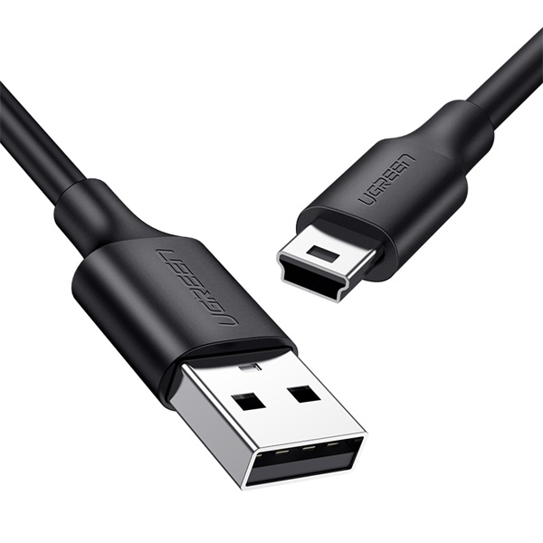 UGREEN Kábel USB 2.0 USB-A Mini USB, 5 Pin, 480 Mbps, M/M, 0,25m, fekete