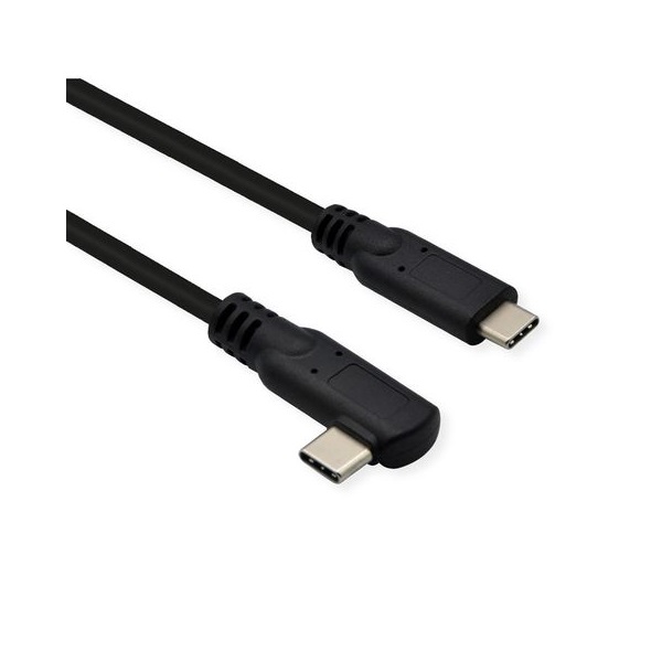 ROLINE Kábel USB 3.2 Gen 2x2 USB-C - USB-C, (20Gbit/s), 90°, M/M, 1m, fekete