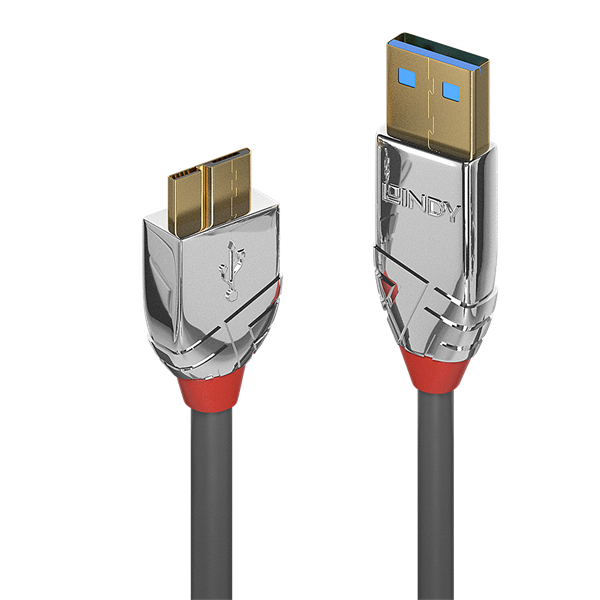 LINDY Kábel USB 3.2 Gen1 A - Micro USB-B, Cromo Line, M/M   0,5m, króm