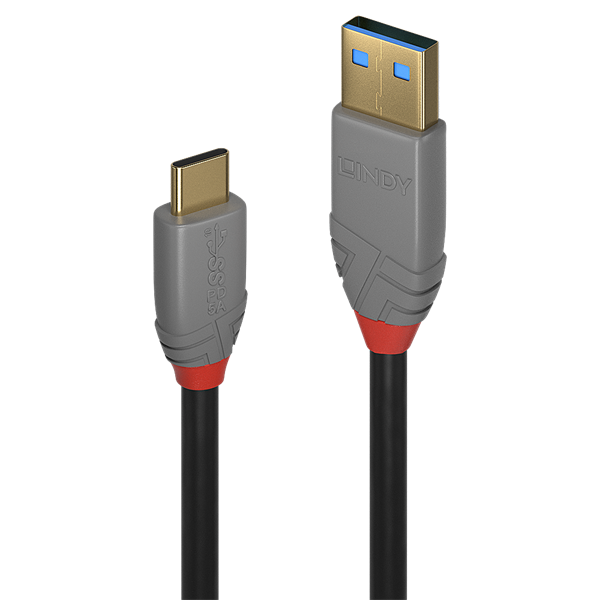 LINDY Kábel USB 3.2 Gen2 A - C, 5A, 10 Gbps, M/M   0,5m, fekete