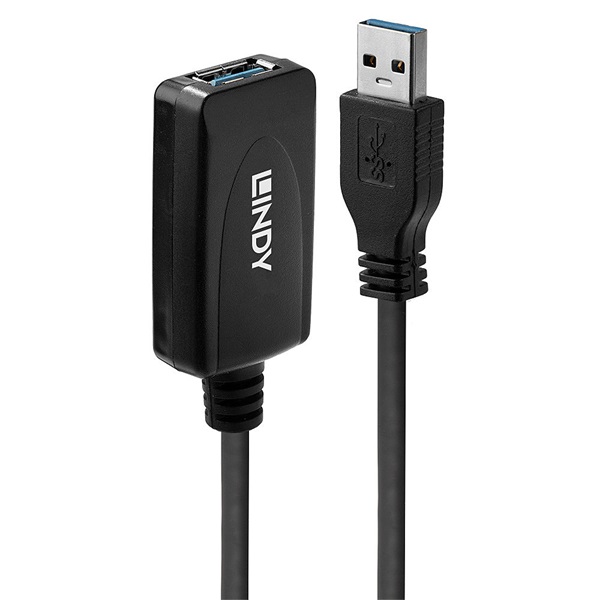 LINDY Kábel USB 3.2 Gen1 A - A hosszabbító ,aktív, M/F,   5m, fekete