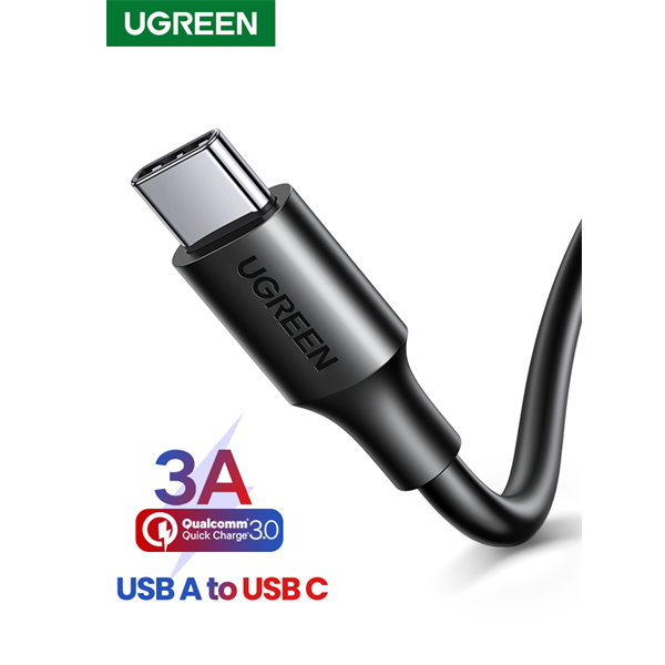 UGREEN Kábel USB 2.0 USB-A - USB-C, Gyorstöltő, 18W, 3A, M/M, 1m, fekete