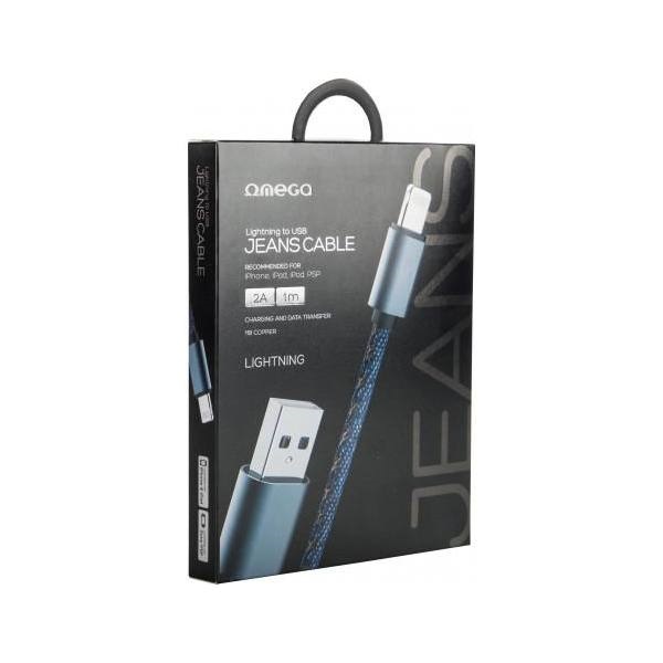 OMEGA Kábel iPhone - USB farmer borítású, 1m