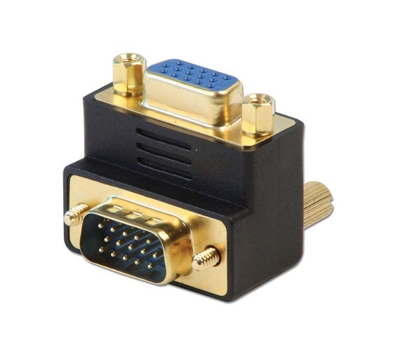 LINDY Adapter VGA papa/mama 90° felfele forduló fekete (70387)