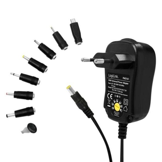 Univerzális hálózati DC adapter 3V-12V, 12W, 9 különböző méretű csatlakozóval (THA GPA10)