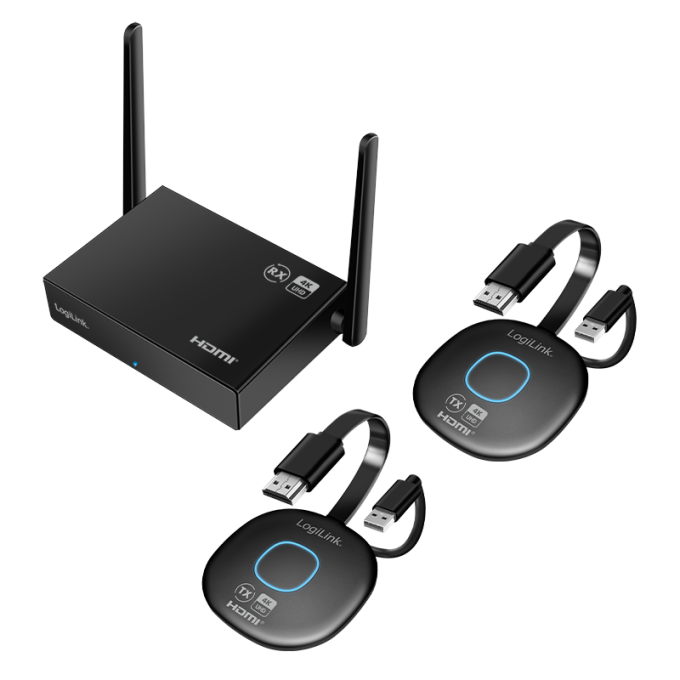 Logilink HDMI BYOD videokonferencia készlet, vezeték nélküli, 50m, 30to1, Multicast, 4K@60Hz