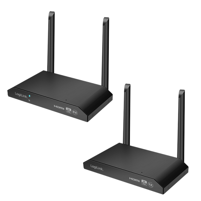 Logilink HDMI átviteli készlet, KVM, vezeték nélküli, 150m, 1-4, 4K@60Hz