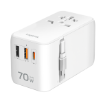 Logilink Univerzális utazó tápegység, 70 W (PD), 4x csatlakozások + kábel, tűzálló, fehér