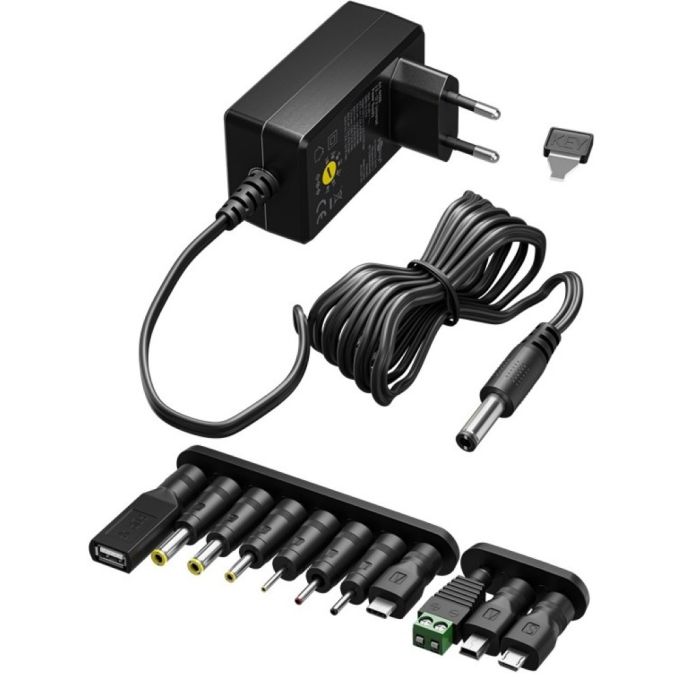 GOOBAY Univerzális hálózati DC adapter 3V-12V, 11 különböző méretű csatlakozóval (64570)