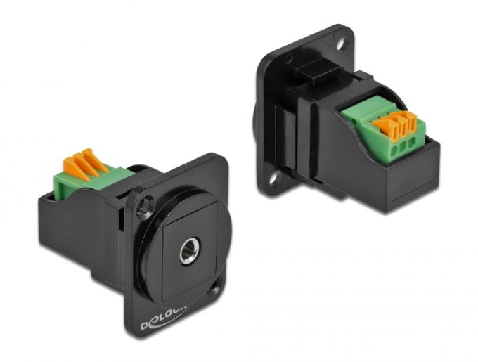 Delock D-típusú Modul 3,5 mm-es 3 érintkezős sztereó jack hüvely anya sorkapocs modul