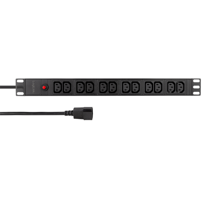 Logilink 19"-os 12 pólusú C13 elosztó túlterhelésvédelemmel