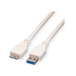 VALUE Kábel USB 3.2 Gen 1 USB-A - USB-Micro B ,M/M, 0,8m, fehér
