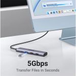 UGREEN Dokkoló állomás 5 az 1-ben, 4K@30Hz, USB HUB, HDMI 1.4, 1x USB-A 3.0, 2x USB-A 2.0, USB-C, 100W, szürke