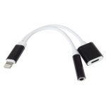 PREMIUMCORD Adapter Audio Lightning - 3,5mm Jack + USB-C töltéshez, M/F/F, 0,1m, fekete